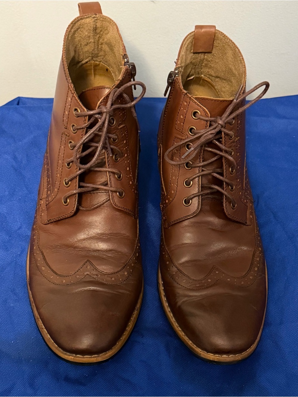 Steve Madden Brown Leather Wingtip Lace-Up Boots